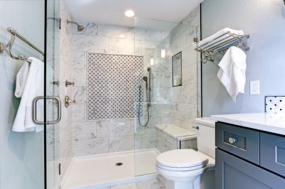 Elegant Bathroom with New Shower